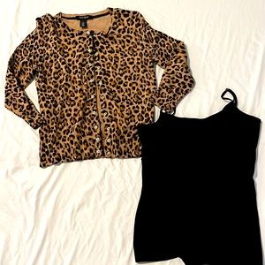 White House black market leopard print sweater and tank size small